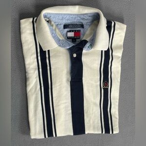 Tommy Hilfiger Navy and Cream Polo Shirt